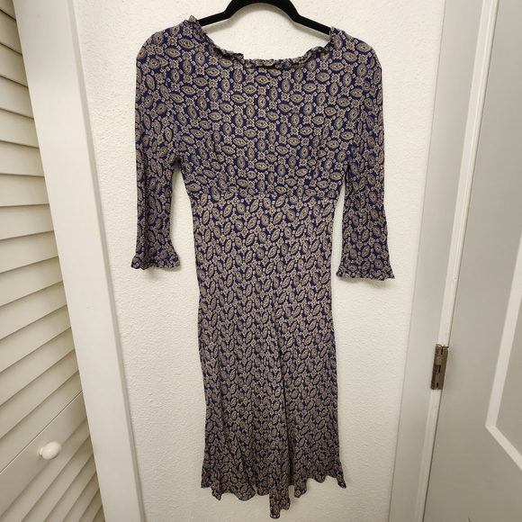 Angie Y2K Navy Blue Rayon 1/2 Sleeve Ruffle Dress - Picture 2 of 7